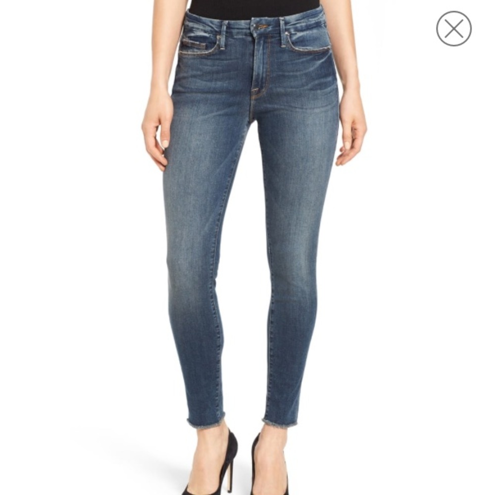 Good American Good Legs Jeans, cutoff hem, 27/4